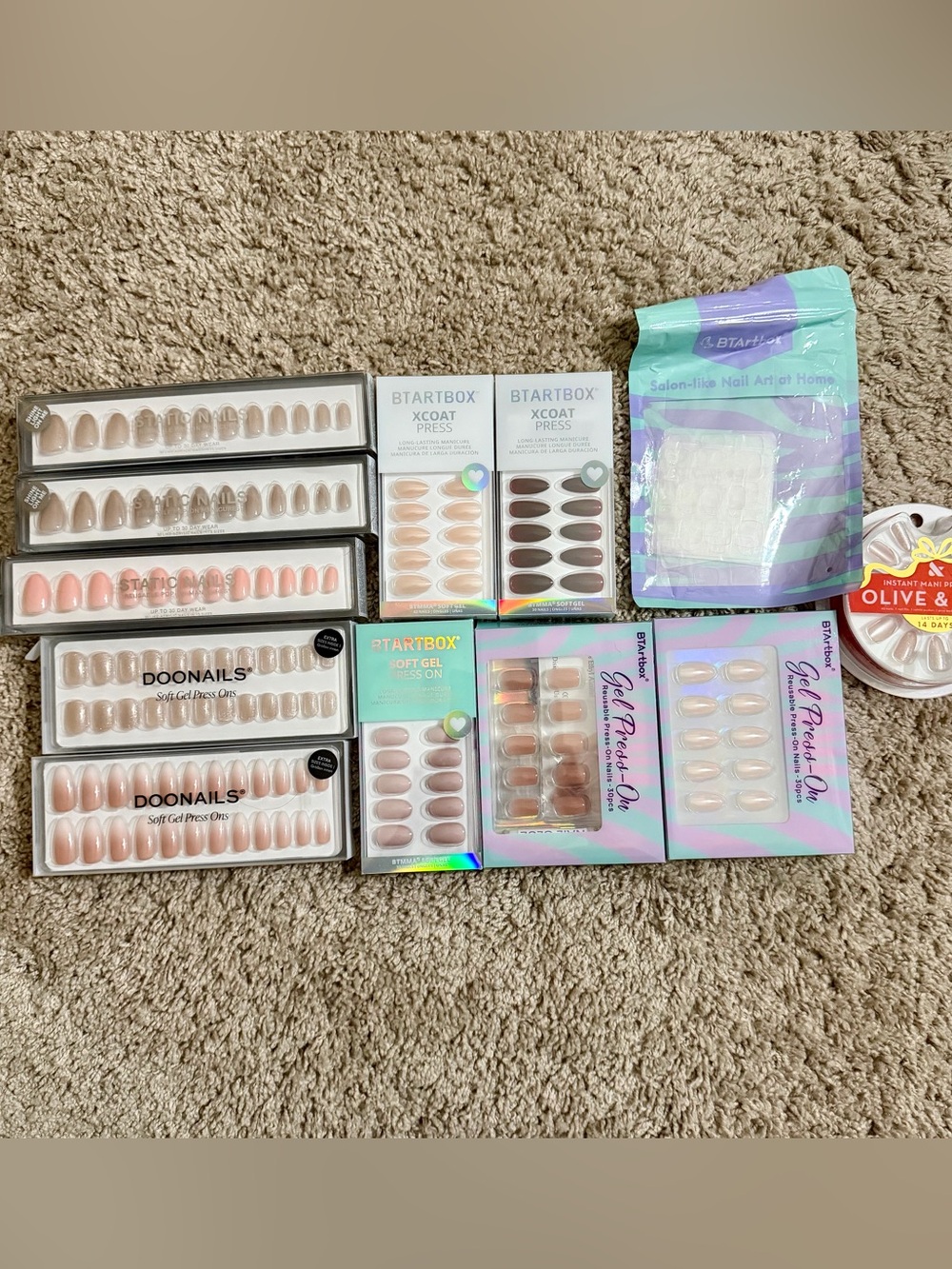 NEW Press On Nail Lot of 10 Sets - Static Nails, Doonails, BTArtBox, Olive & Ju
